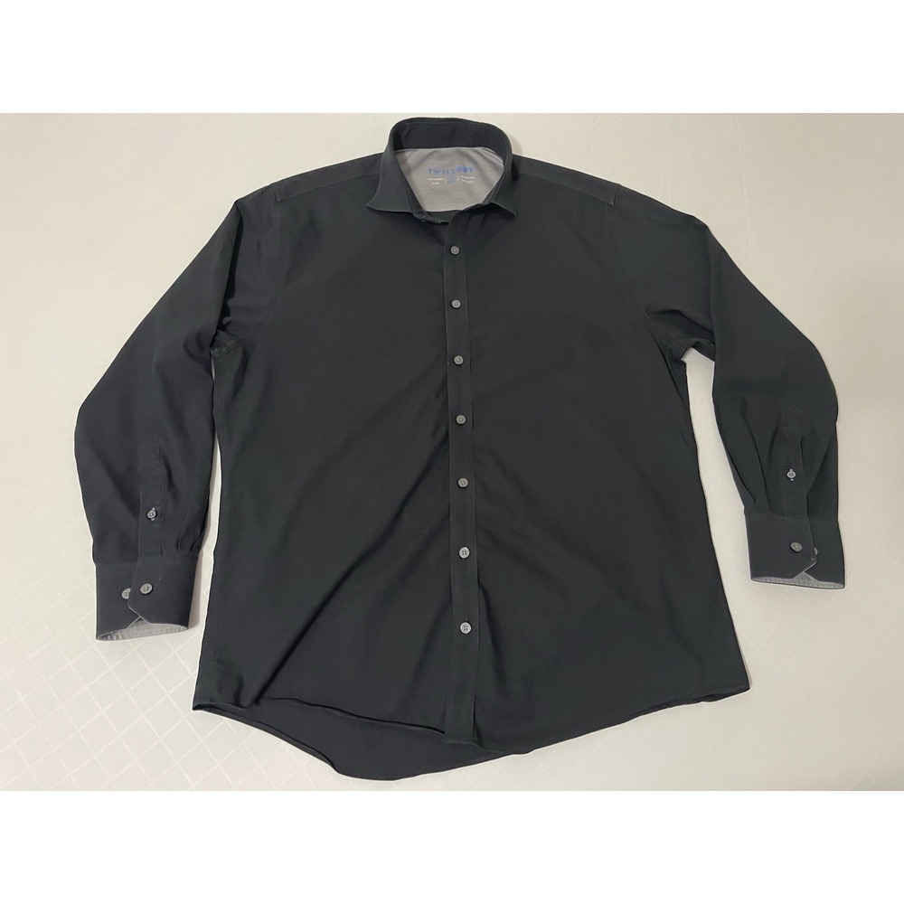 Twillory Button Up Shirt Performance Men's L Black ‎ Long Sleeve 16.5 32/33
